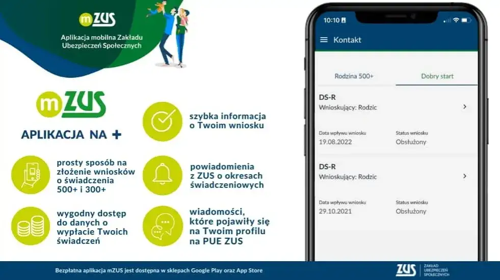 Aplikacja mZUS na ekranie smartfona